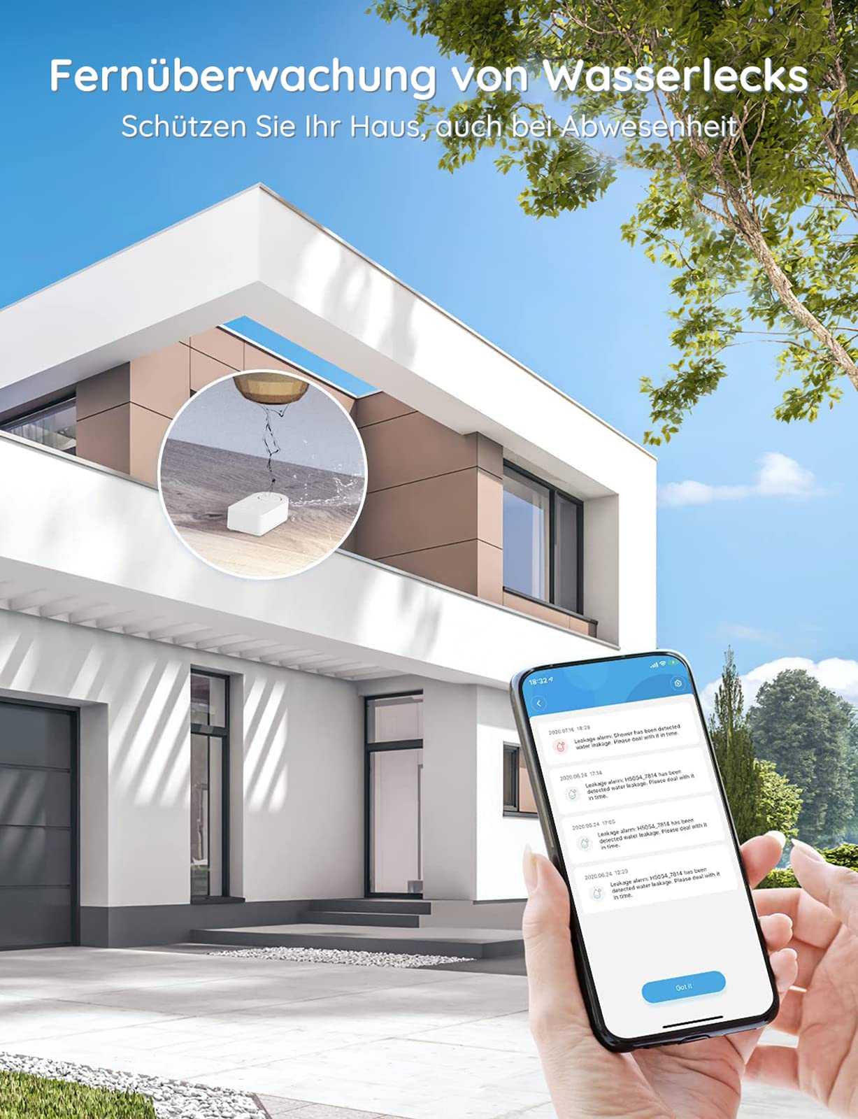 Govee Life Smart Wassermelder WLAN - 3er Set mit Gateway für zuverlässige Leckerkennung Mesch Shop Govee Life Smart Wassermelder WLAN - 3er Set mit Gateway für zuverlässige Leckerkennung Mesch Shop